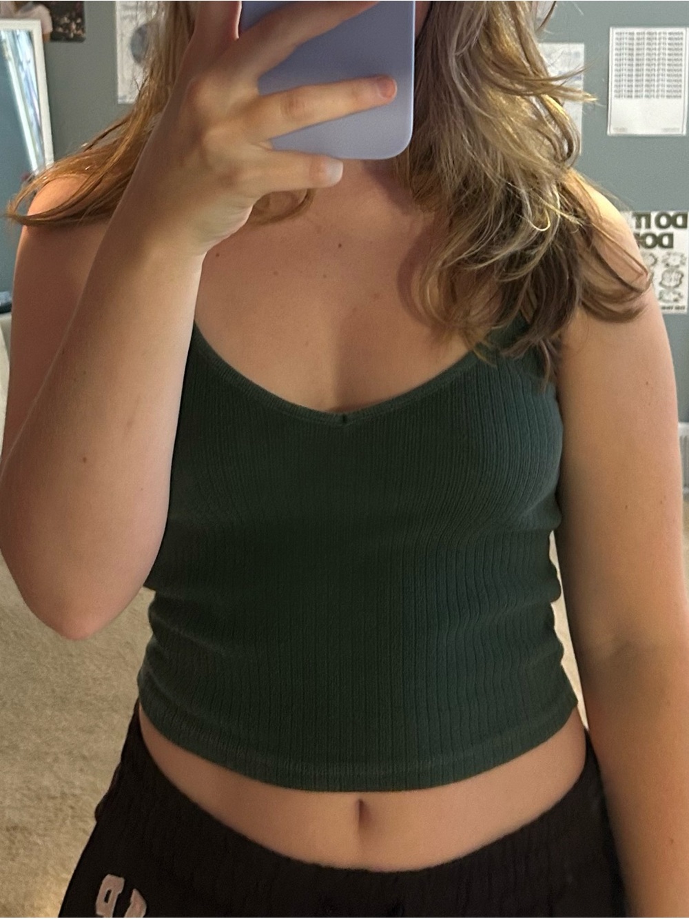 brandy melville green ribbed tank top
